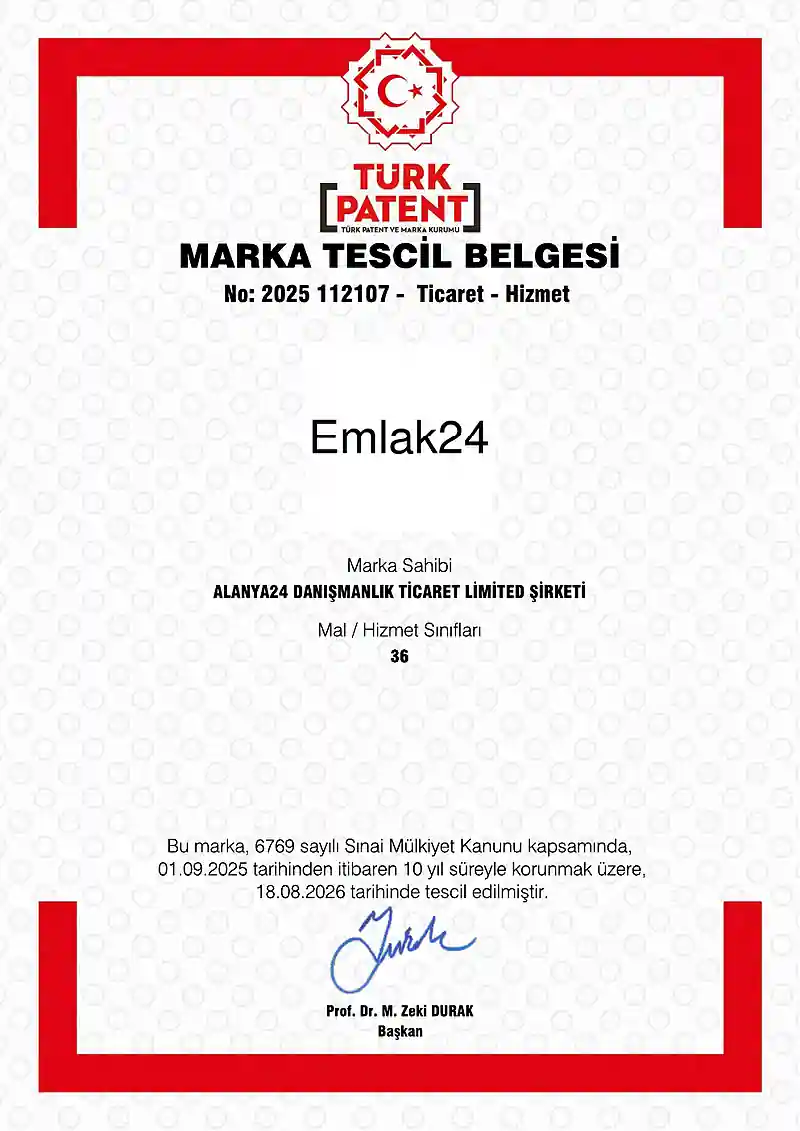 Emlak24 TÜRKPATENT marka tescil belgesi